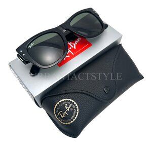 NEW Mega Wayfarer Ray-Ban RB0840S 901/31 51-21 Unisex Sunglasses - Black/Green